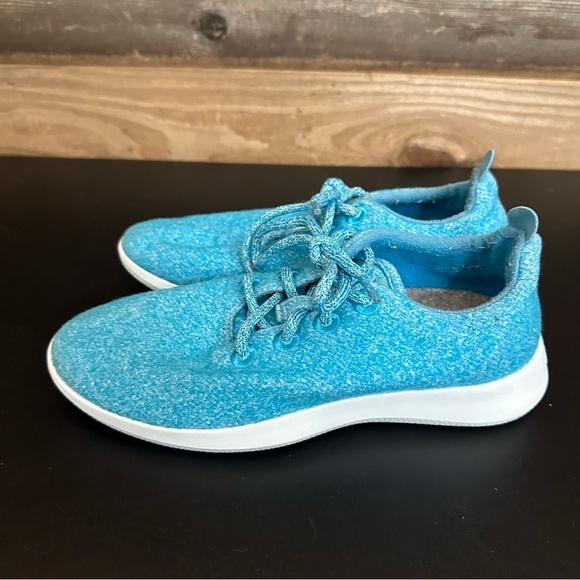 Allbirds Wool Runners Women’s 8 Natural Sneakers Teal Blue Lace Up Wool Shoes - Picture 2 of 9